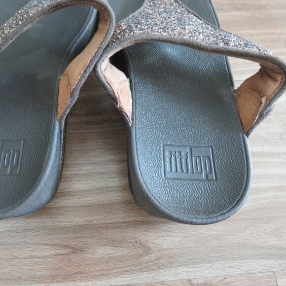 FITFLOP Lulu Chocolate Metallic Glitter Flip Flop Thong Sandals - Size US 7 - Picture 11 of 16